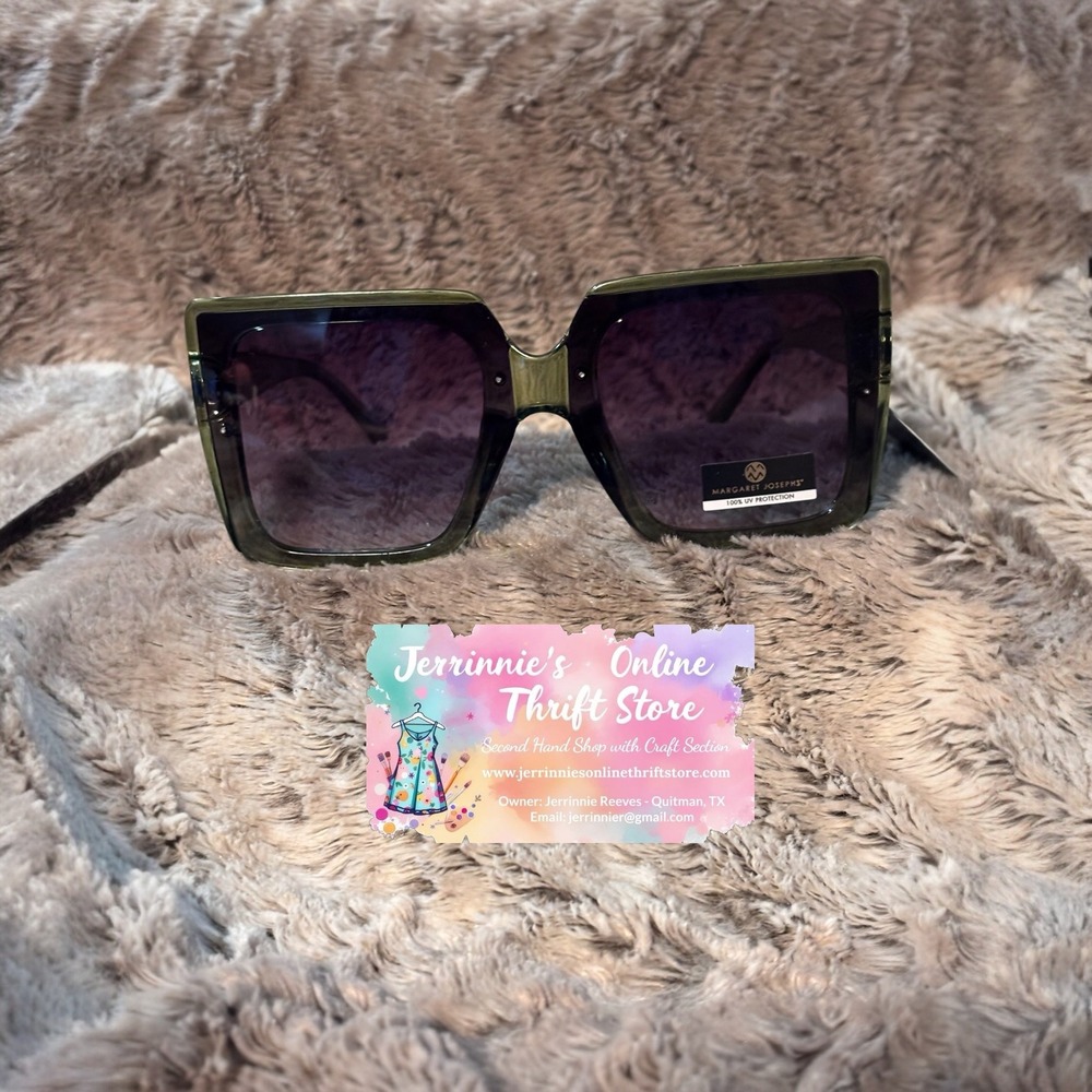 Margaret Josephs Oversized Square‎ Sunglasses Olive Green Purple Gradient NWT